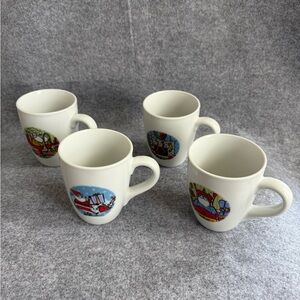 Vintage 2003 Ellen Crimi-Trent North Pole Pals Christmas Mugs, Boston Warehouse